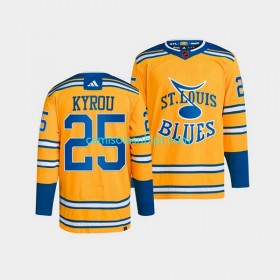 Camiseta St. Louis Blues Jordan Kyrou 25 Adidas 2022-2023 Reverse Retro Amarelo Authentic - Homem